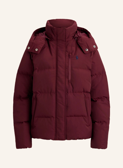 POLO RALPH LAUREN Daunenjacke mit abnehmbarer Kapuze – DUNKELROT