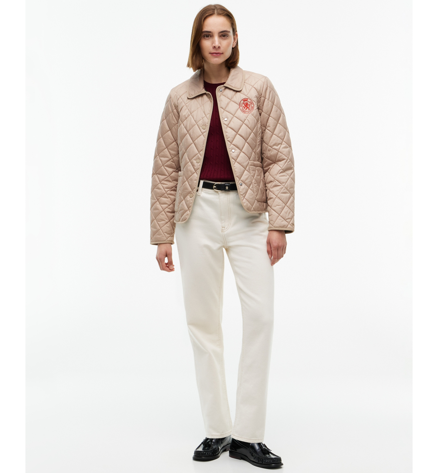 Tommy Hilfiger Women's Crest Quilted Barn Jacket - Beige