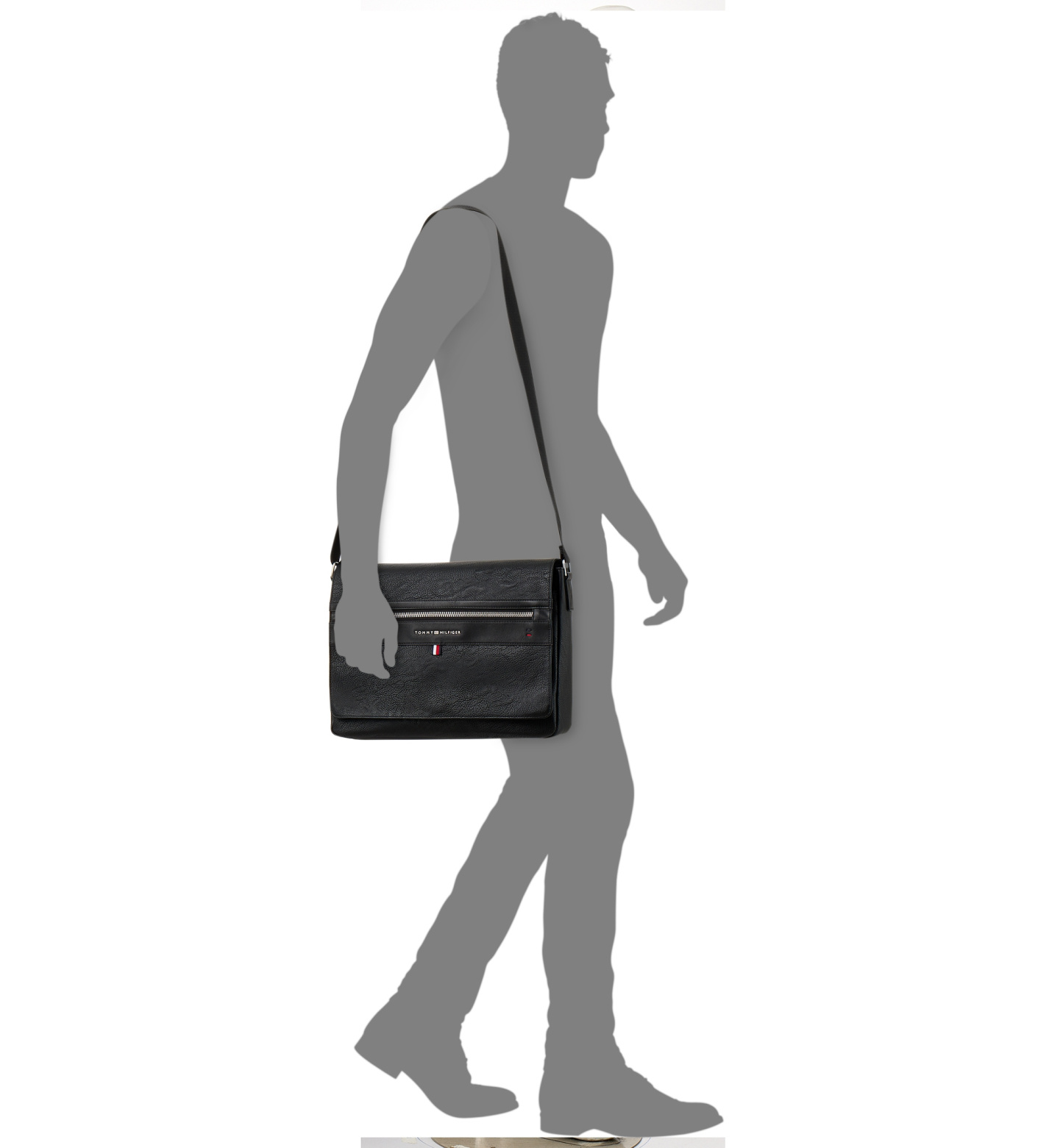 Tommy Hilfiger Men's Pebble Faux-Leather Leo Messenger Bag - Black