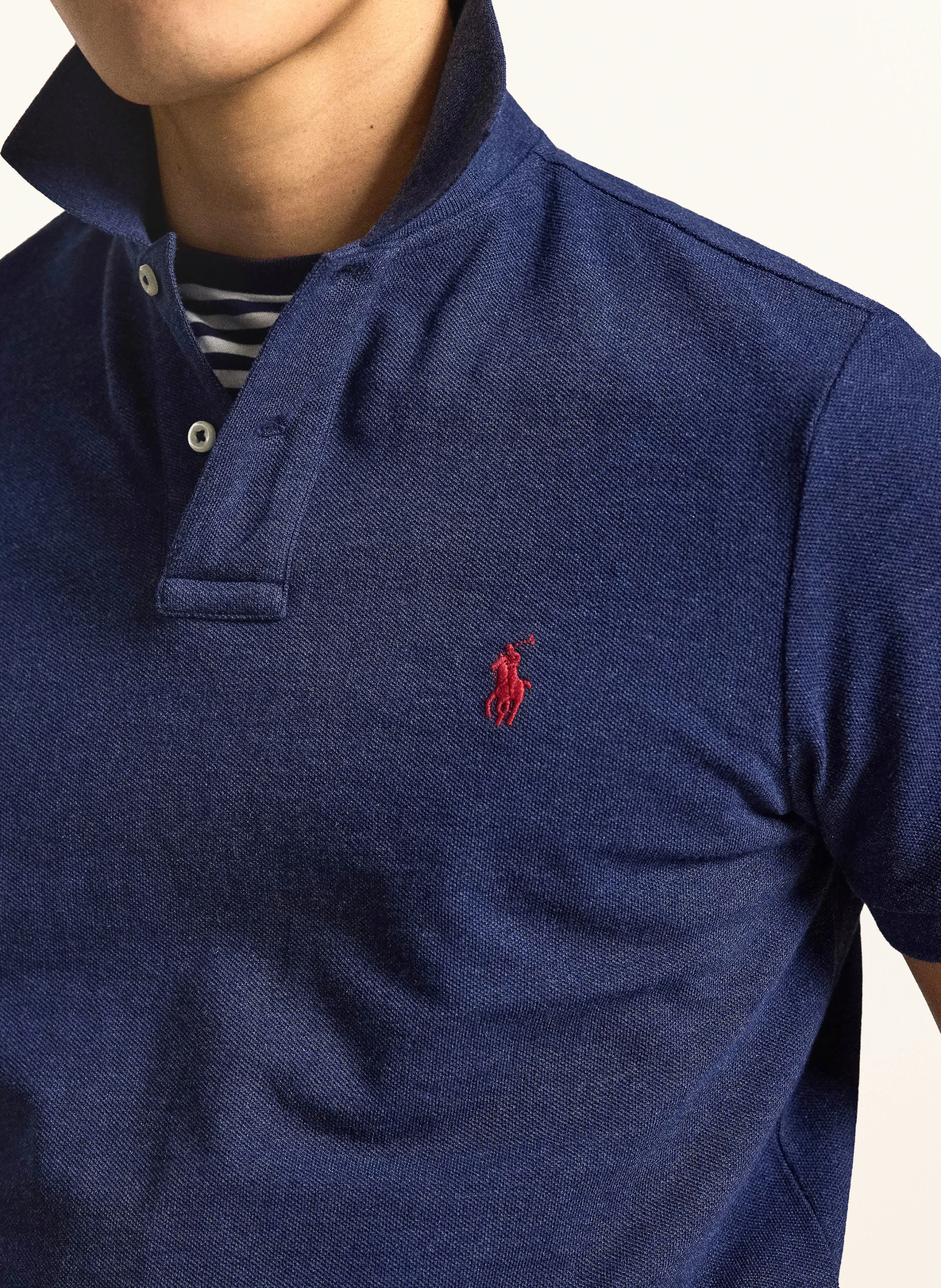 POLO RALPH LAUREN Piqué-Poloshirt Custom Slim Fit – DUNKELBLAU / DUNKELROT