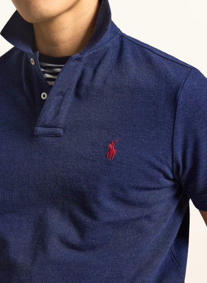 POLO RALPH LAUREN Piqué-Poloshirt Custom Slim Fit – DUNKELBLAU / DUNKELROT