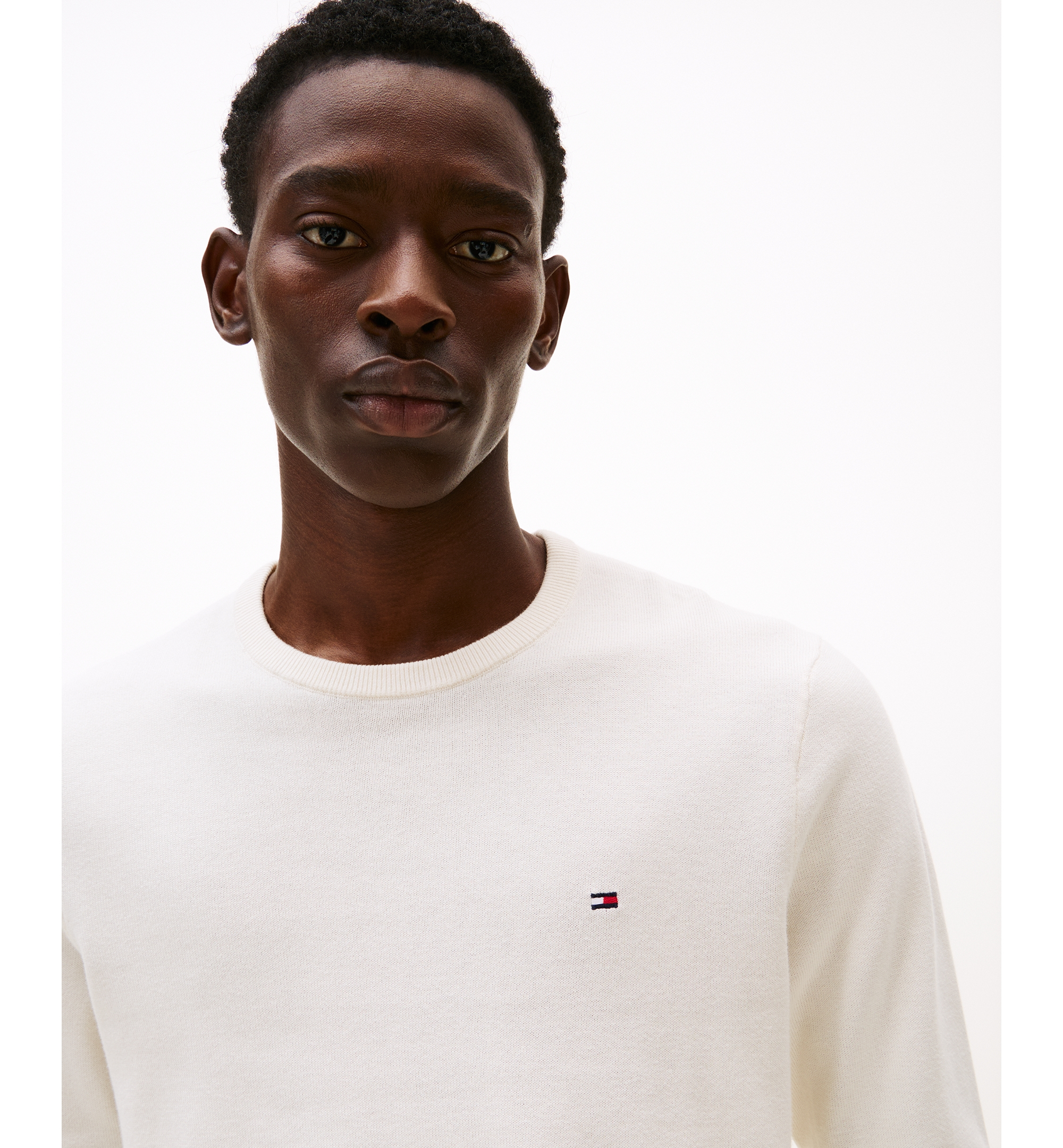 Tommy Hilfiger Men's Essential Cotton Crewneck Sweater - White