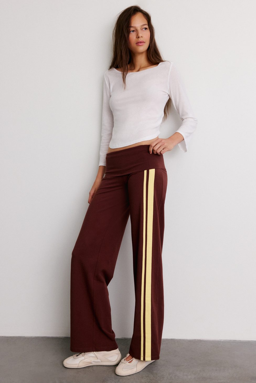 Out From Under Bec Foldover Wide Leg Pants - Chocolate