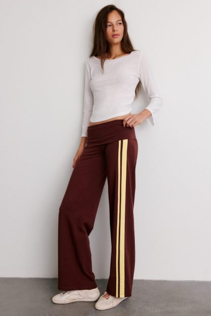 Out From Under Bec Foldover Wide Leg Pants - Chocolate