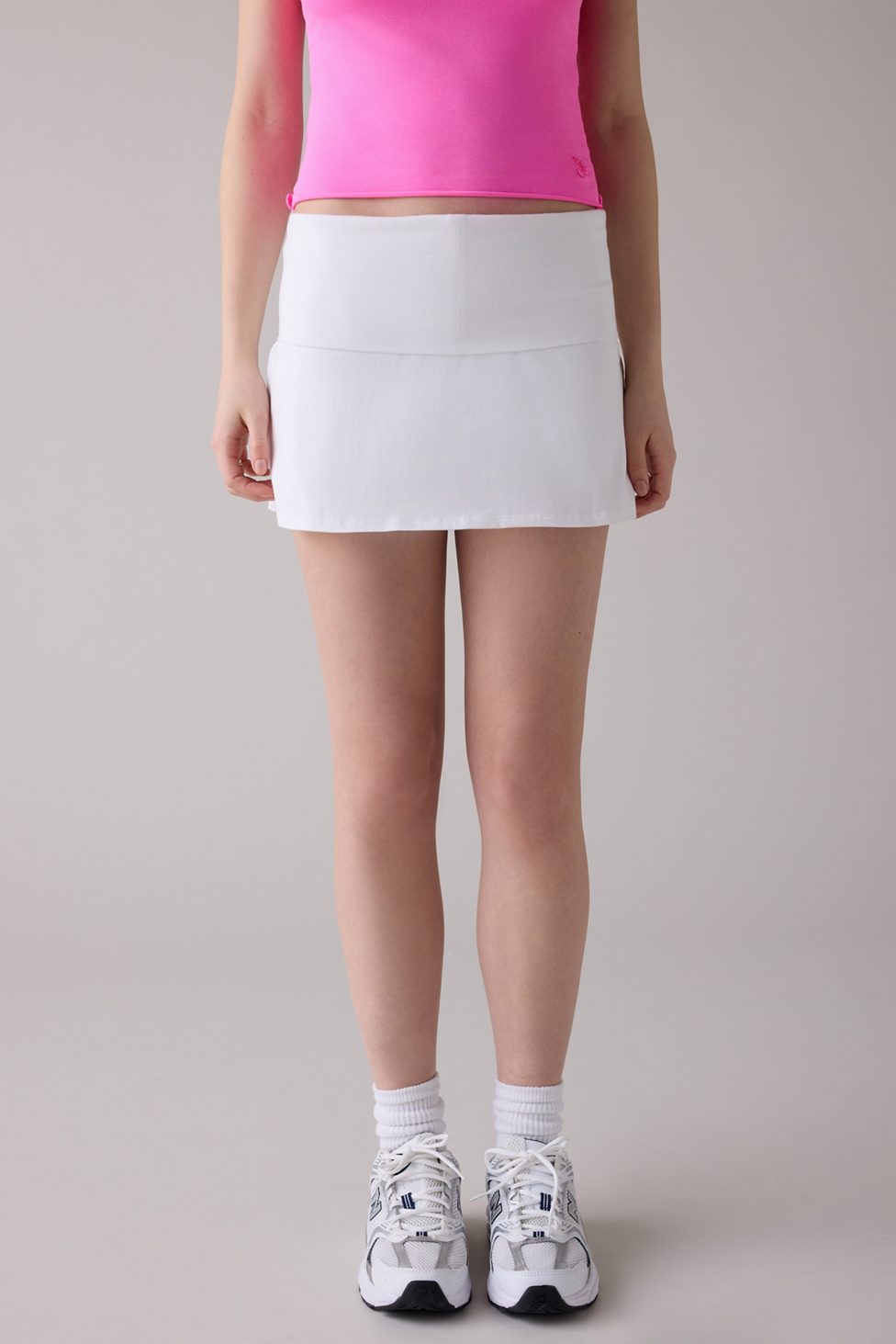 Out From Under Bec Foldover Low-Rise Mini Skort - White