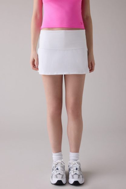 Out From Under Bec Foldover Low-Rise Mini Skort - White