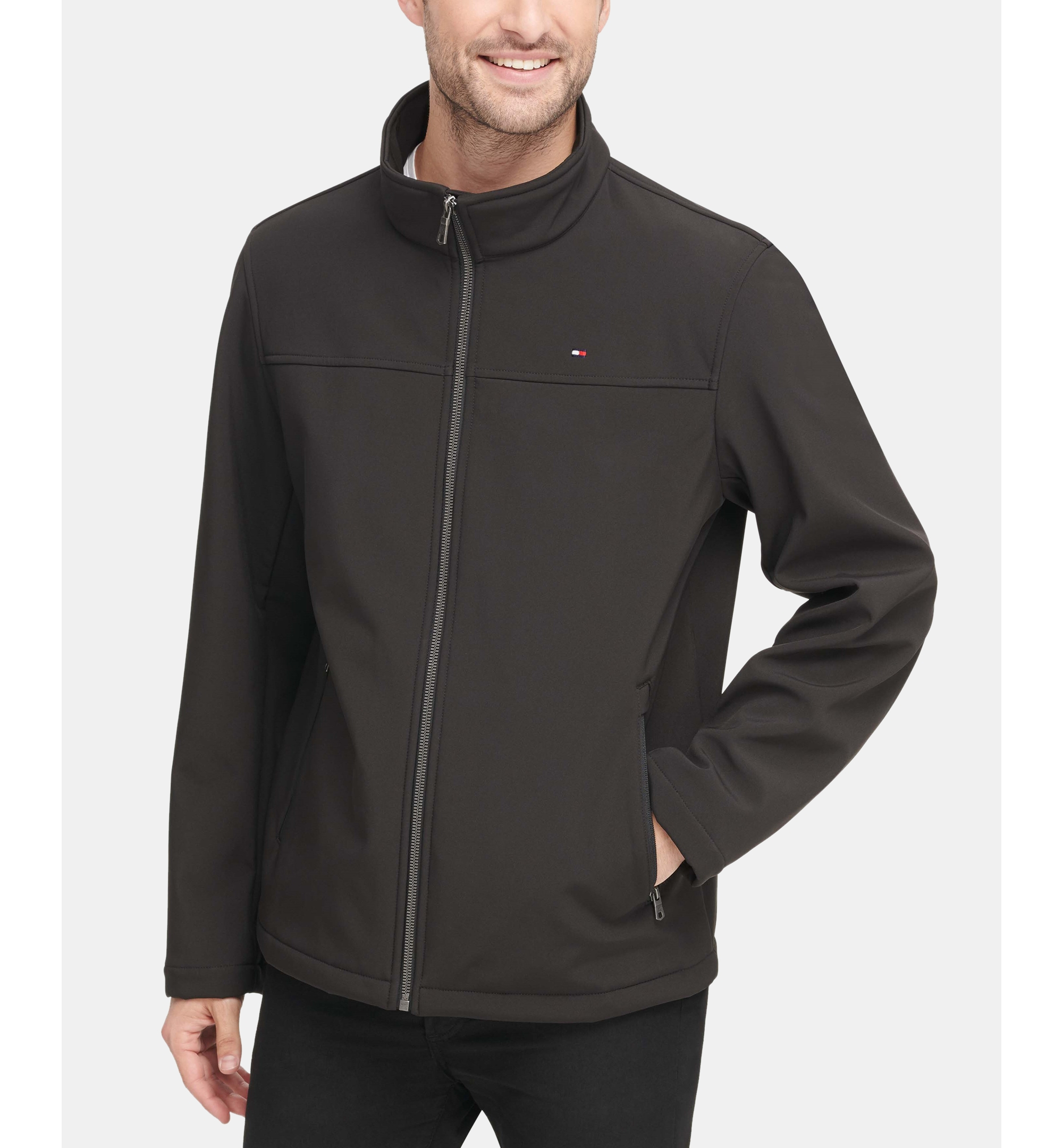 Tommy Hilfiger Men's Soft-Shell Classic Zip-Front Jacket - Black