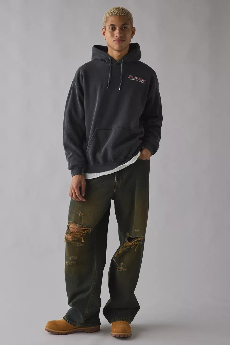 Budweiser Clydesdale Graphic Hoodie Sweatshirt - Washed Black