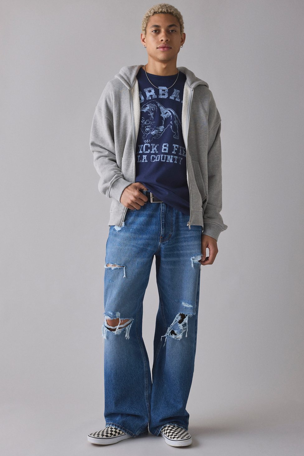 BDG Nitro Destructed Baggy Fit Jeans - Coastal Wash