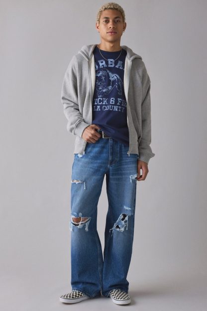 BDG Nitro Destructed Baggy Fit Jeans - Coastal Wash