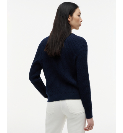 Tommy Hilfiger Women's Cable Knit Crew Neck Cardigan Sweater - Dark Night Navy