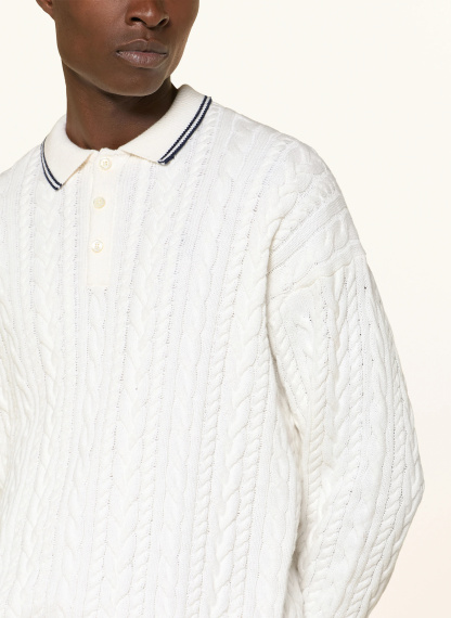 POLO RALPH LAUREN Strick-Poloshirt – WEISS / DUNKELBLAU