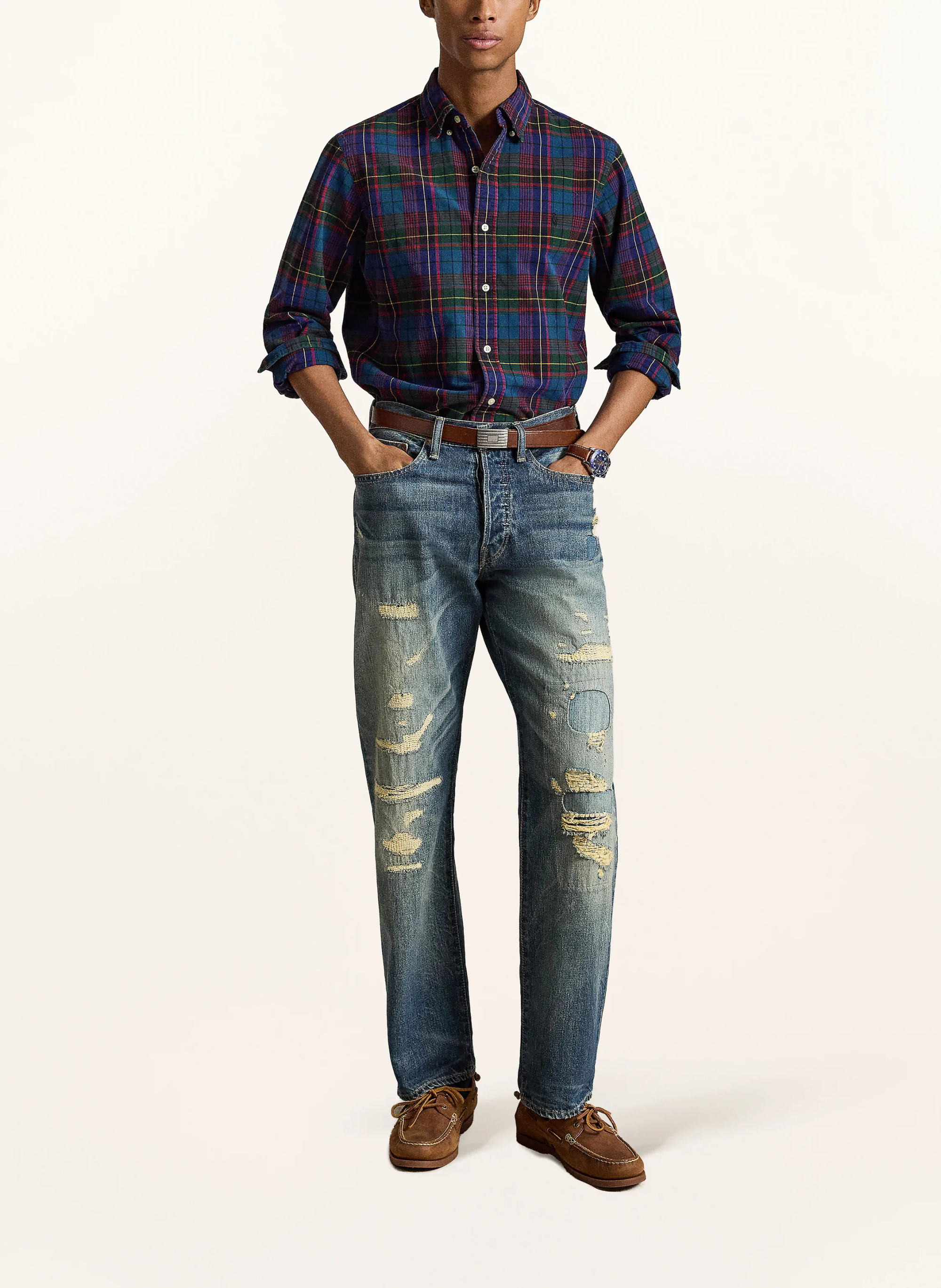 POLO RALPH LAUREN Flanellhemd Custom Fit – DUNKELGRÜN / ROT / DUNKELBLAU