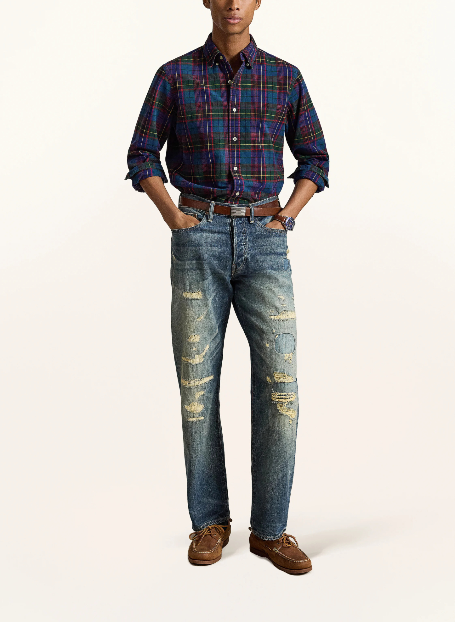 POLO RALPH LAUREN Flanellhemd Custom Fit – DUNKELGRÜN / ROT / DUNKELBLAU