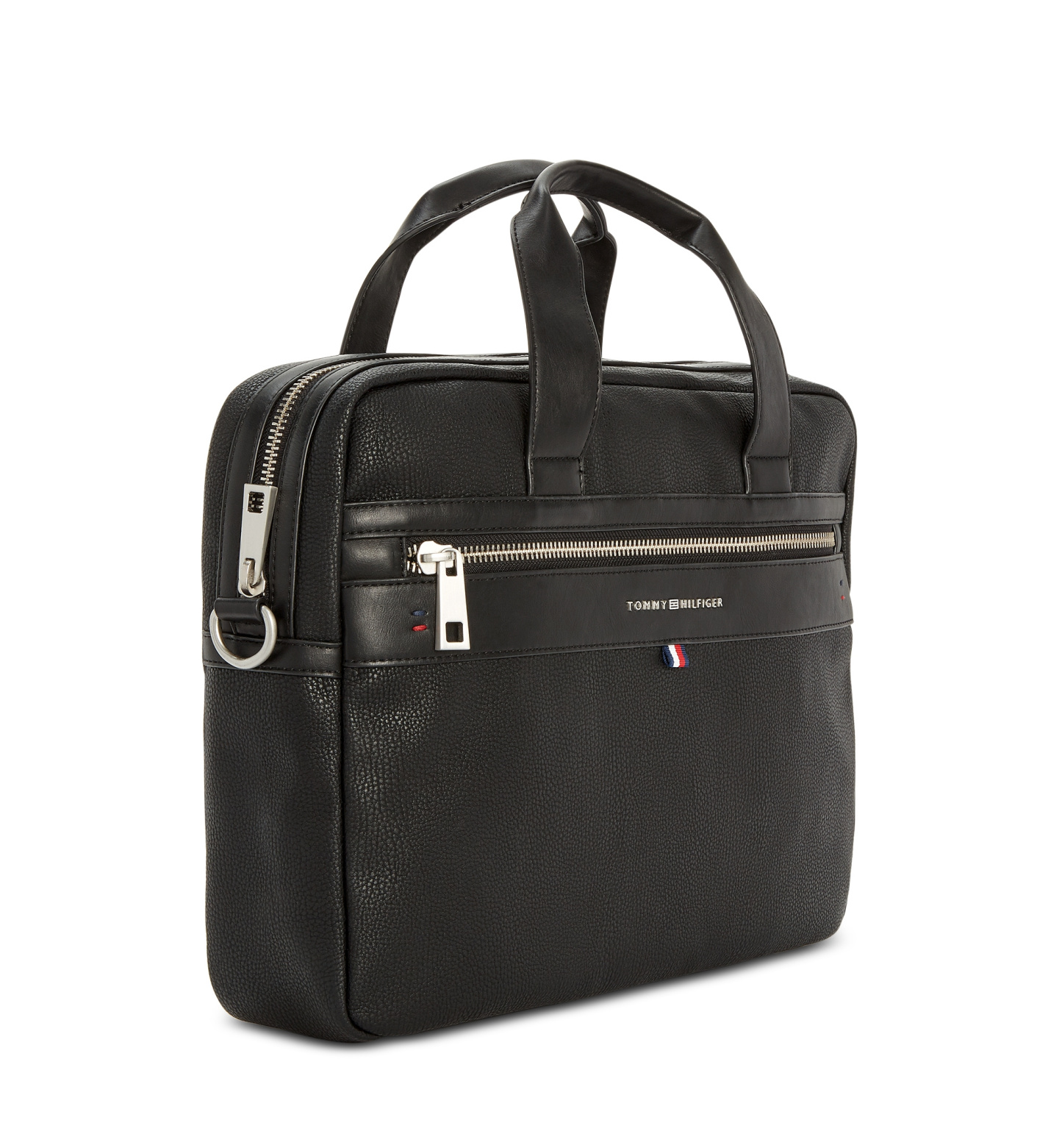 Tommy Hilfiger Men's Pebble Faux-Leather Leo Briefcase - Black