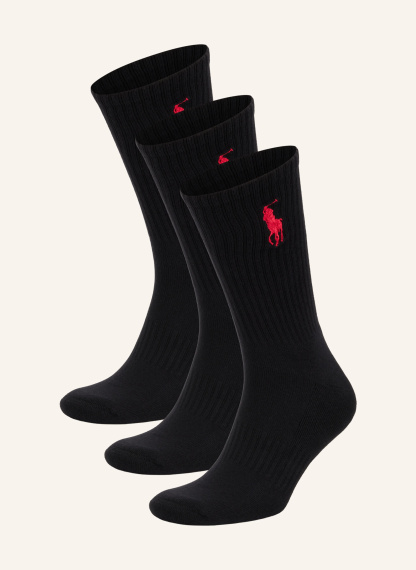 POLO RALPH LAUREN 3er-Pack Socken – SCHWARZ / ROT