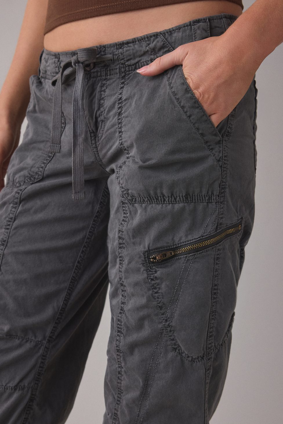 BDG Sidekick Crop Cotton Utility Pants - Black