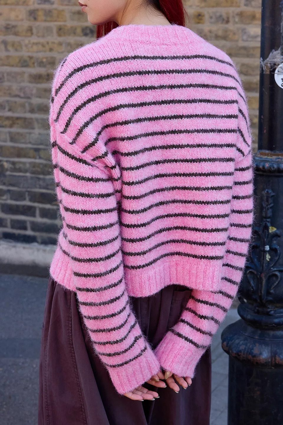 UO Hudson Fuzzy Cardigan - Pink Combo