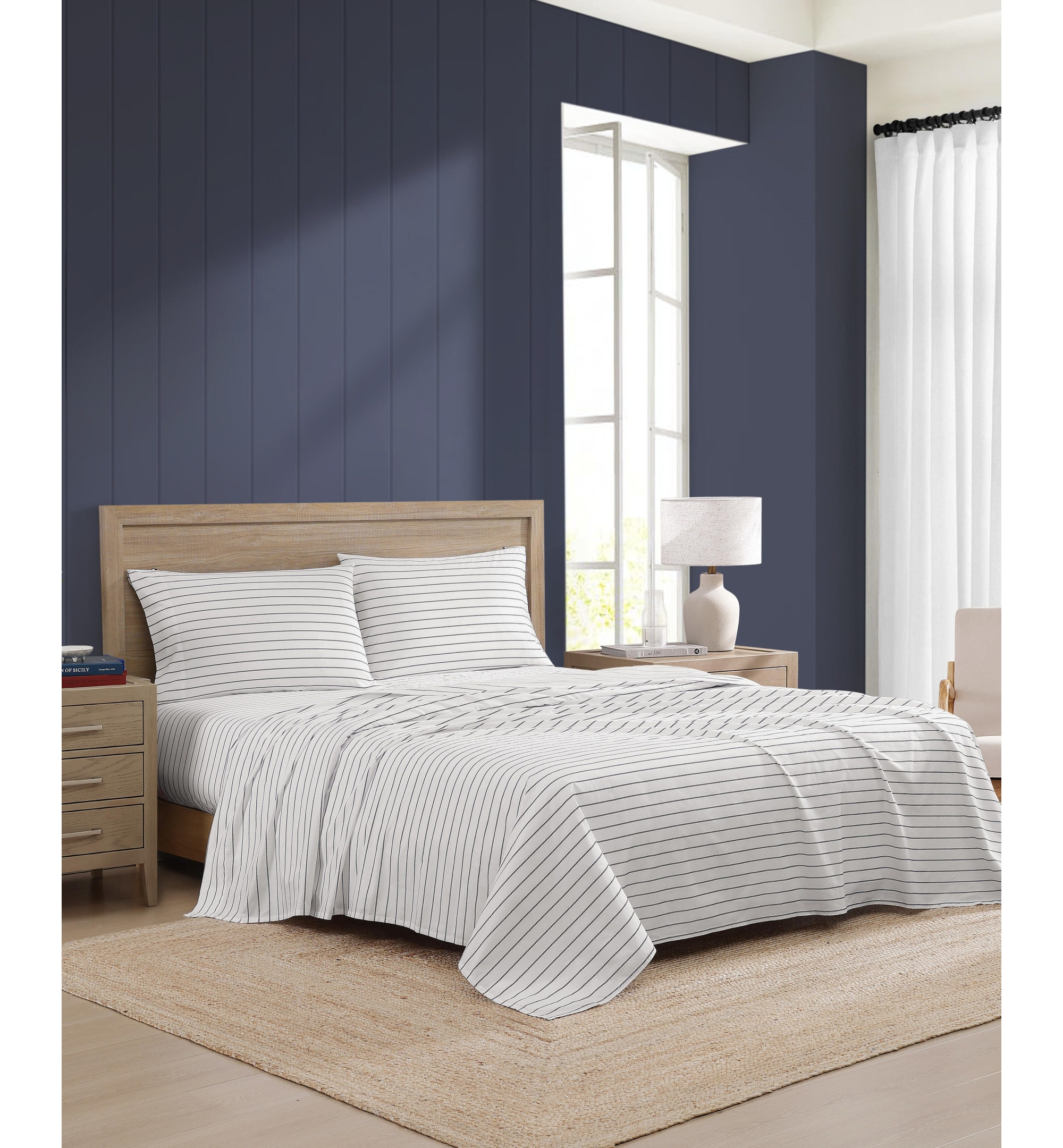 Tommy Hilfiger Printed 200-Thread Count Cotton Percale Sheet Set - Rope Stripe