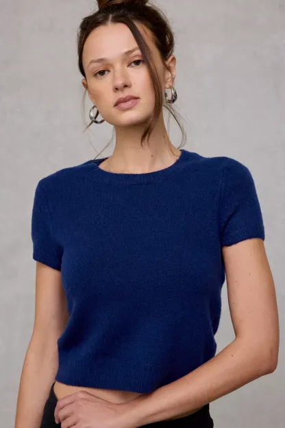 BDG So Soft Short Sleeve Sweater - Navy