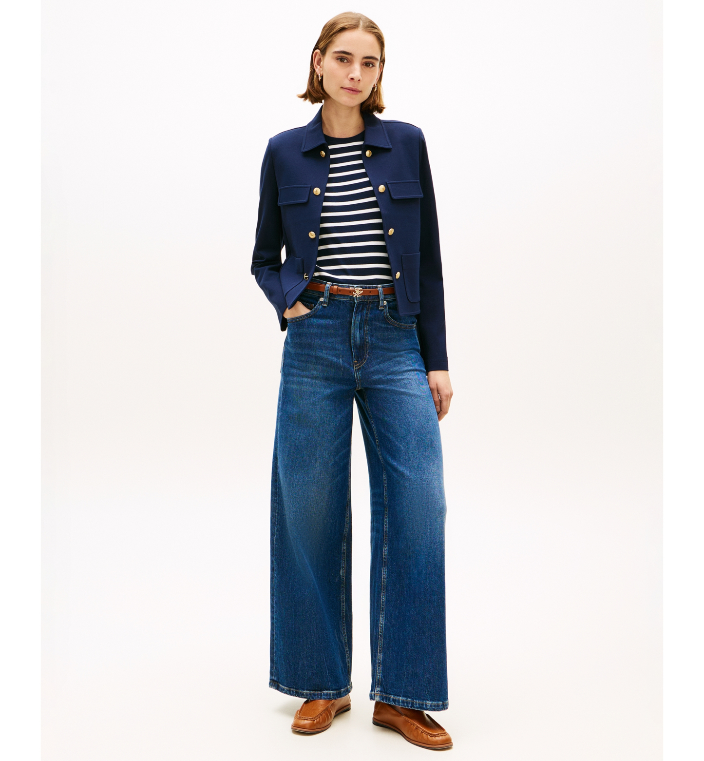 Tommy Hilfiger Women's Ponte Knit Band Collar Jacket - Dark Night Navy
