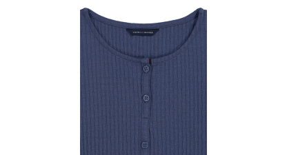 Tommy Hilfiger Girls' 7-16 Pointelle Rib Short-Sleeve Top - Blueberry
