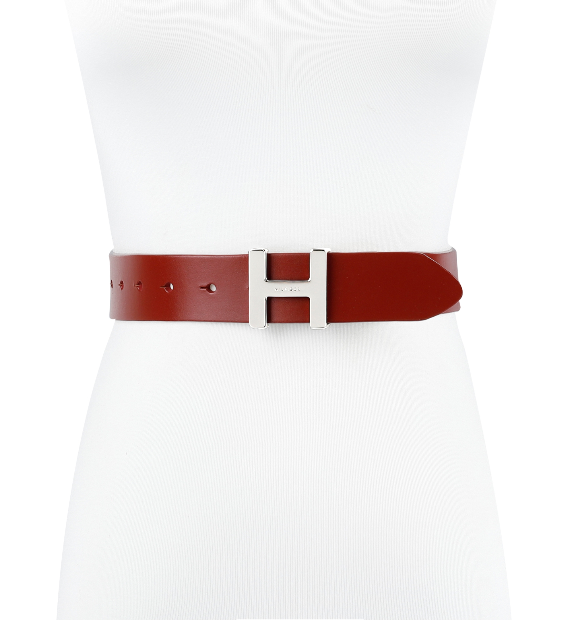 Tommy Hilfiger Women's H Monogram Buckle Belt - Red