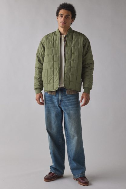 BDG Quilted Bomber Jacket - Green