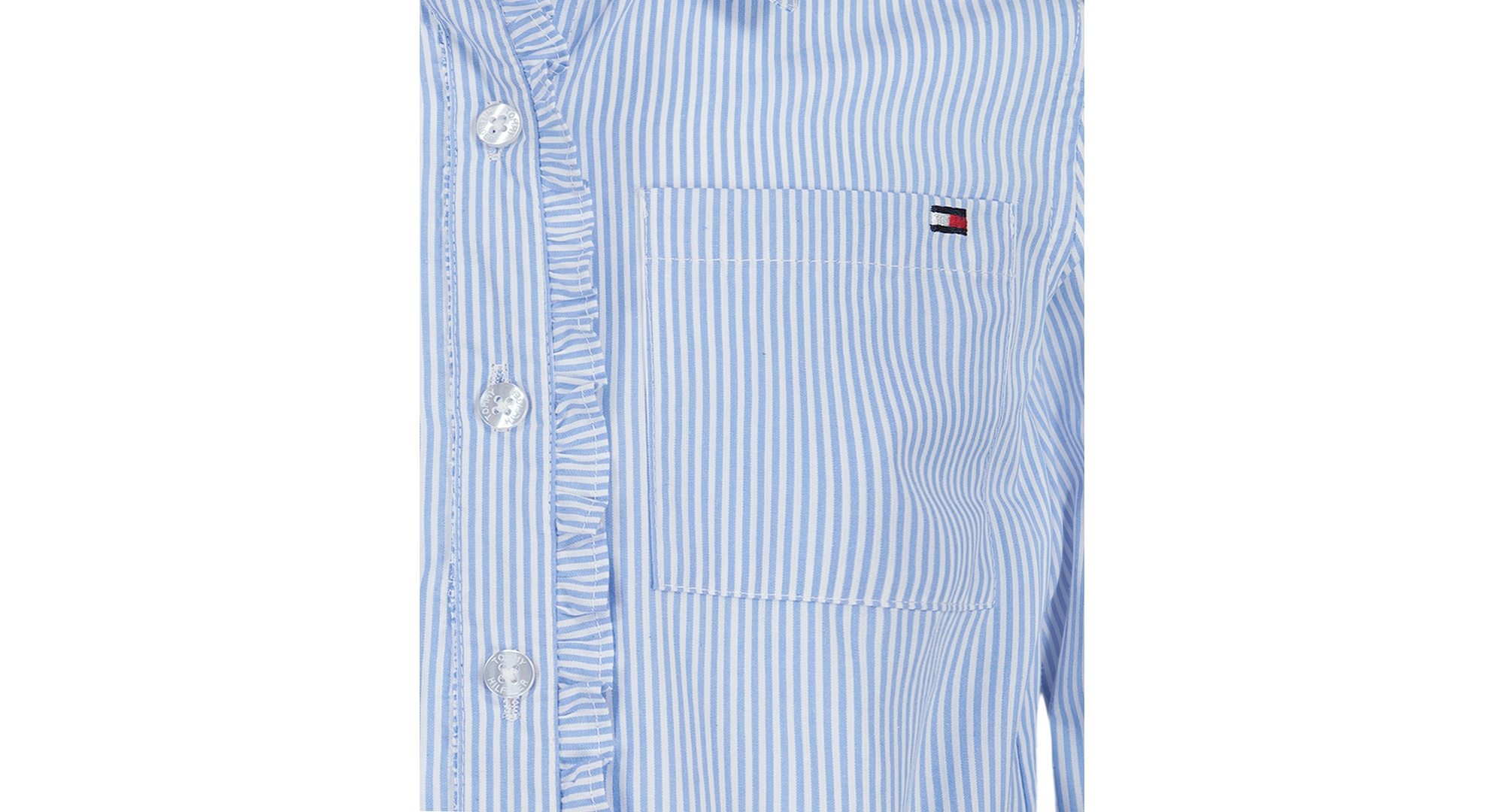 Tommy Hilfiger Girls' 7-16 Striped Long-Sleeve Shirt Dress - White