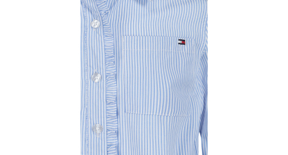 Tommy Hilfiger Girls' 7-16 Striped Long-Sleeve Shirt Dress - White