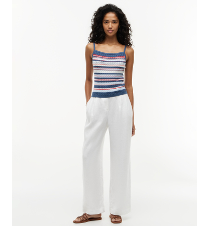 Tommy Hilfiger Women's Cotton Cable Strap Top - Blue/Red Multi Stripe