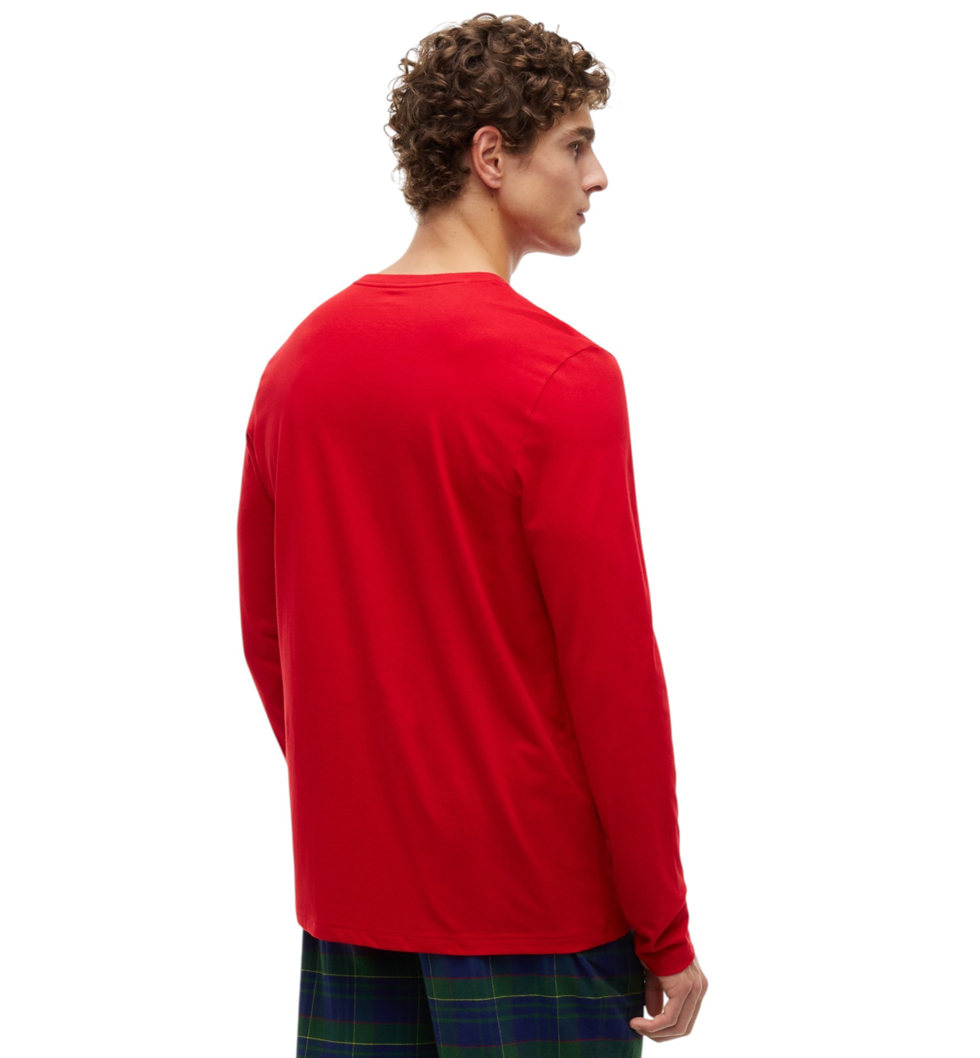 Tommy Hilfiger Men's Core Flag Long-Sleeve Crewneck Cotton Pajama T-Shirt - Mahogany