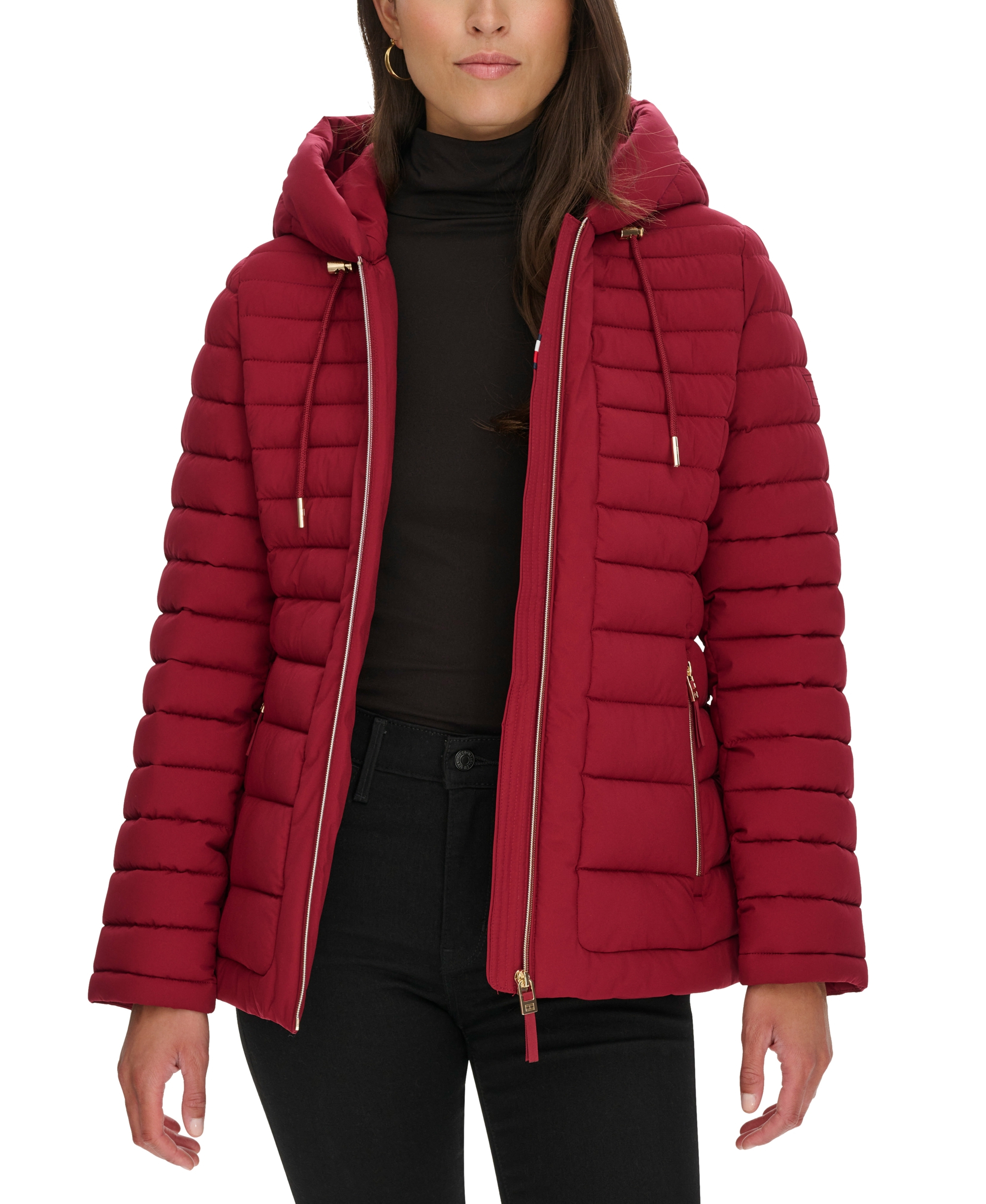 Tommy Hilfiger Women's Hooded Packable Puffer Coat - Rouge