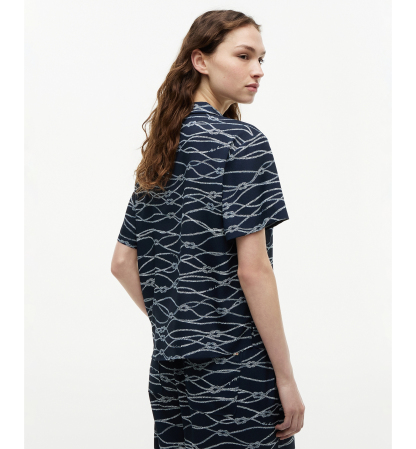 Tommy Hilfiger Women's Short-Sleeve Shirt - Handdrawn Rope Dark Night Navy