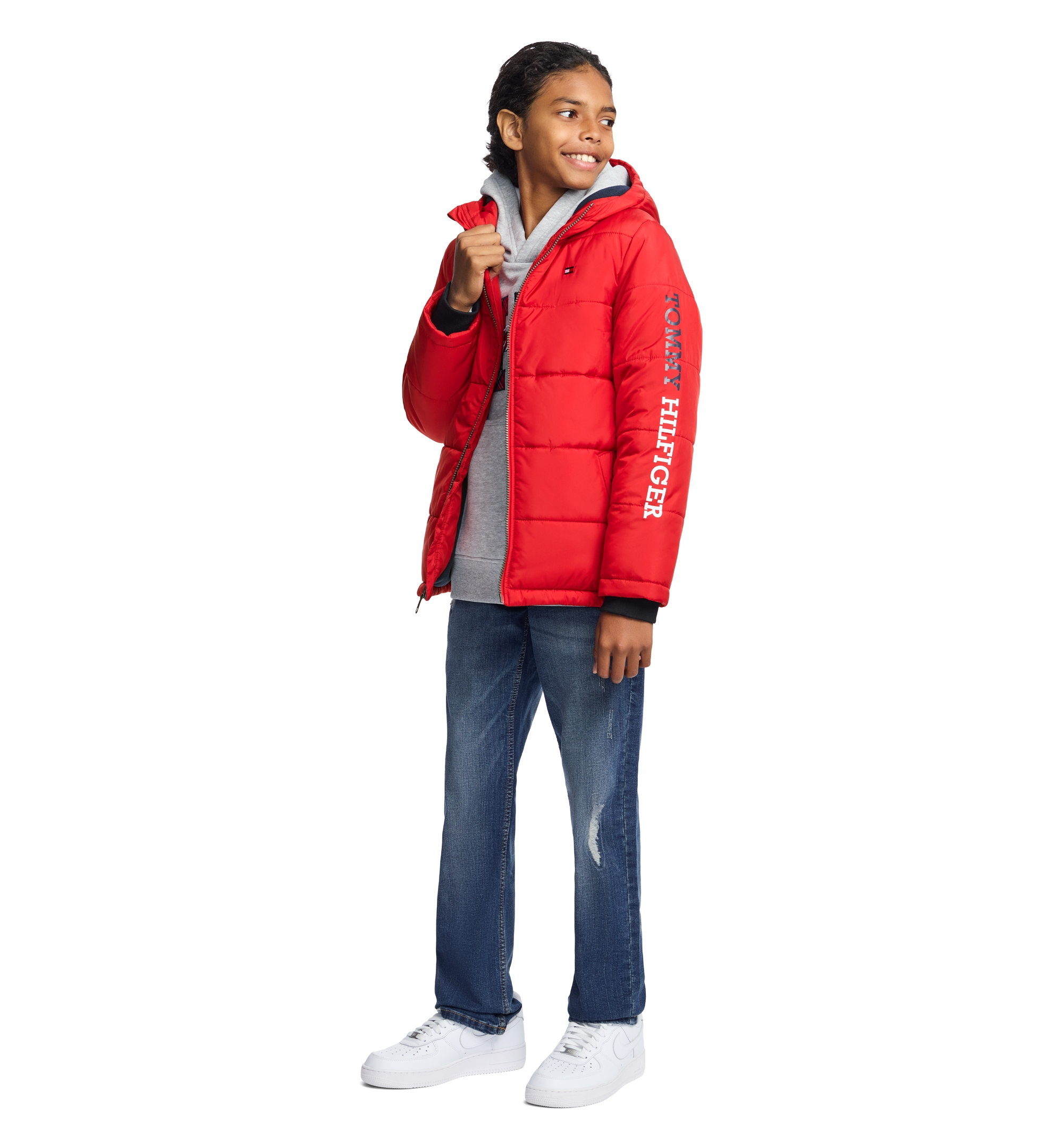 Tommy Hilfiger Boys' 8-20 Logo Puffer Jacket - Scarlet Sage