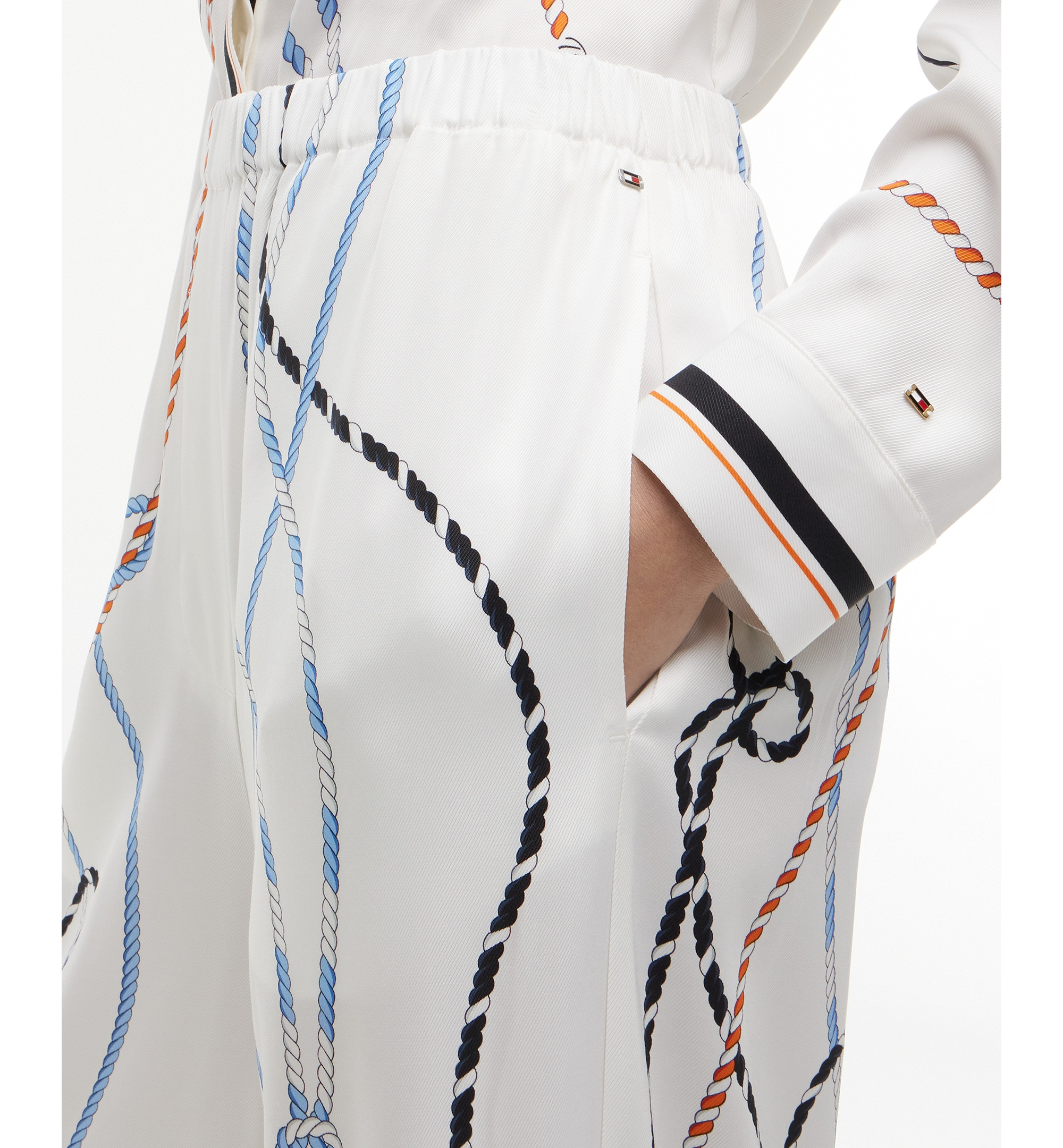 Tommy Hilfiger Women's Printed Wide-Leg Pants - Placed Multi Color Rope