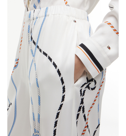 Tommy Hilfiger Women's Printed Wide-Leg Pants - Placed Multi Color Rope