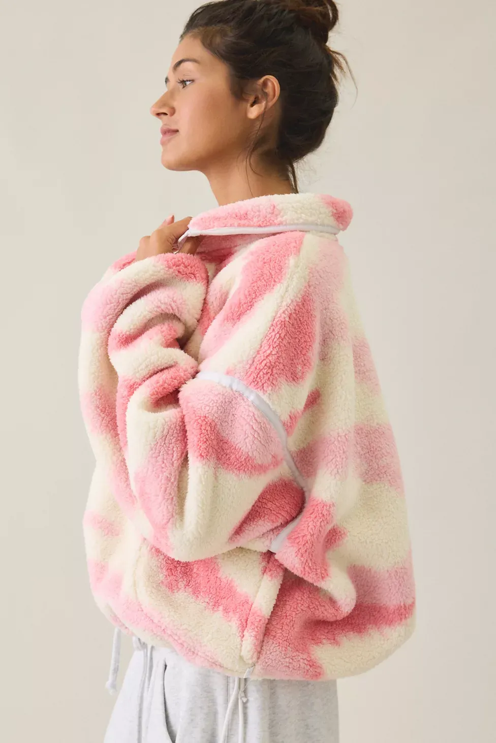 Out From Under Pretty Plush Fleece Quarter Zip Pullover - Pink Tiger
