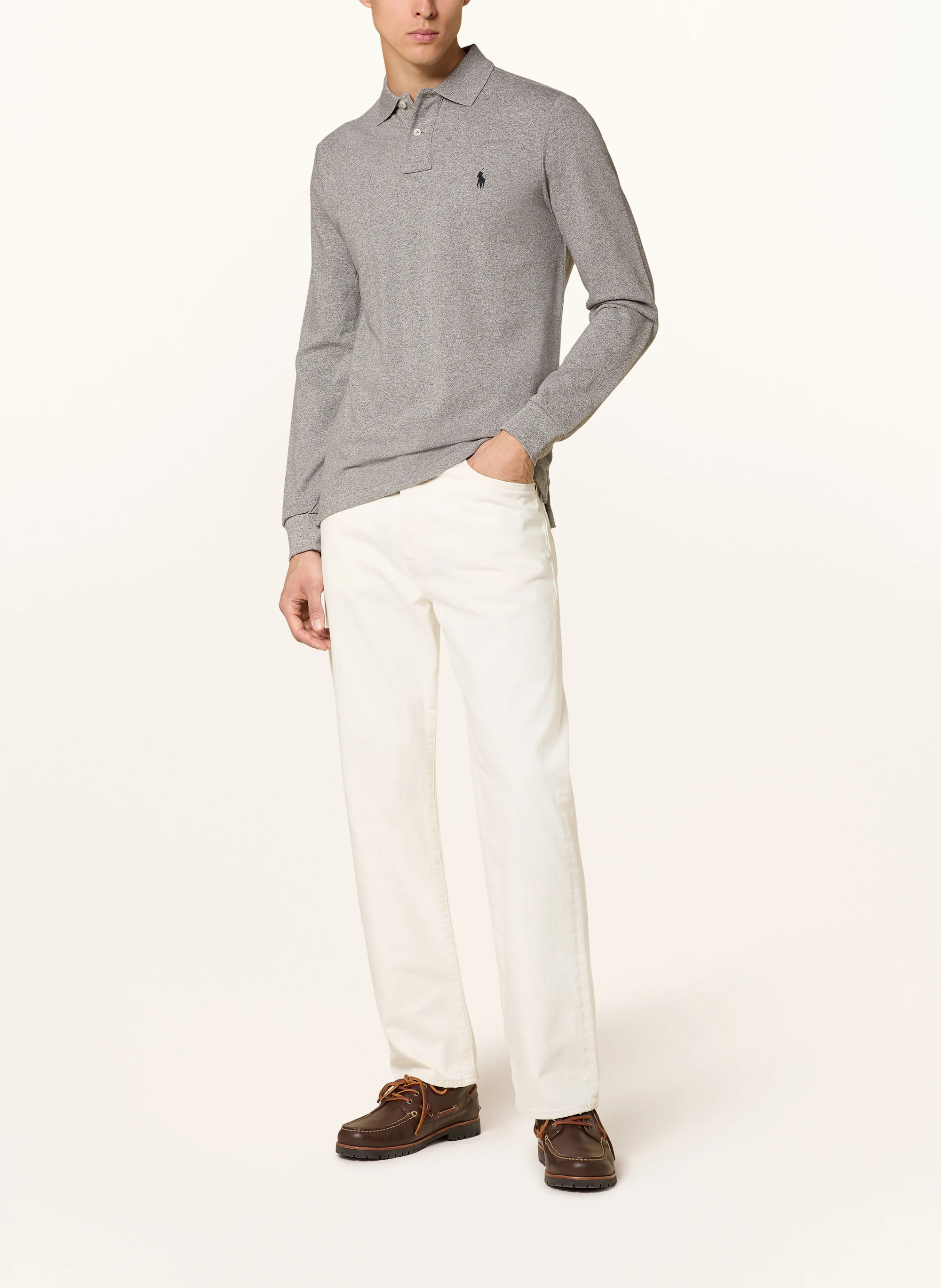 POLO RALPH LAUREN Piqué-Poloshirt Custom Slim Fit – GRAU MELIERT