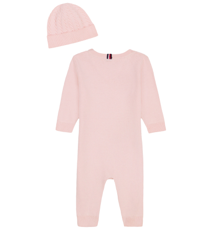 Tommy Hilfiger Baby Girls' Crewneck Coverall and Hat, 2-Piece Set - Pink