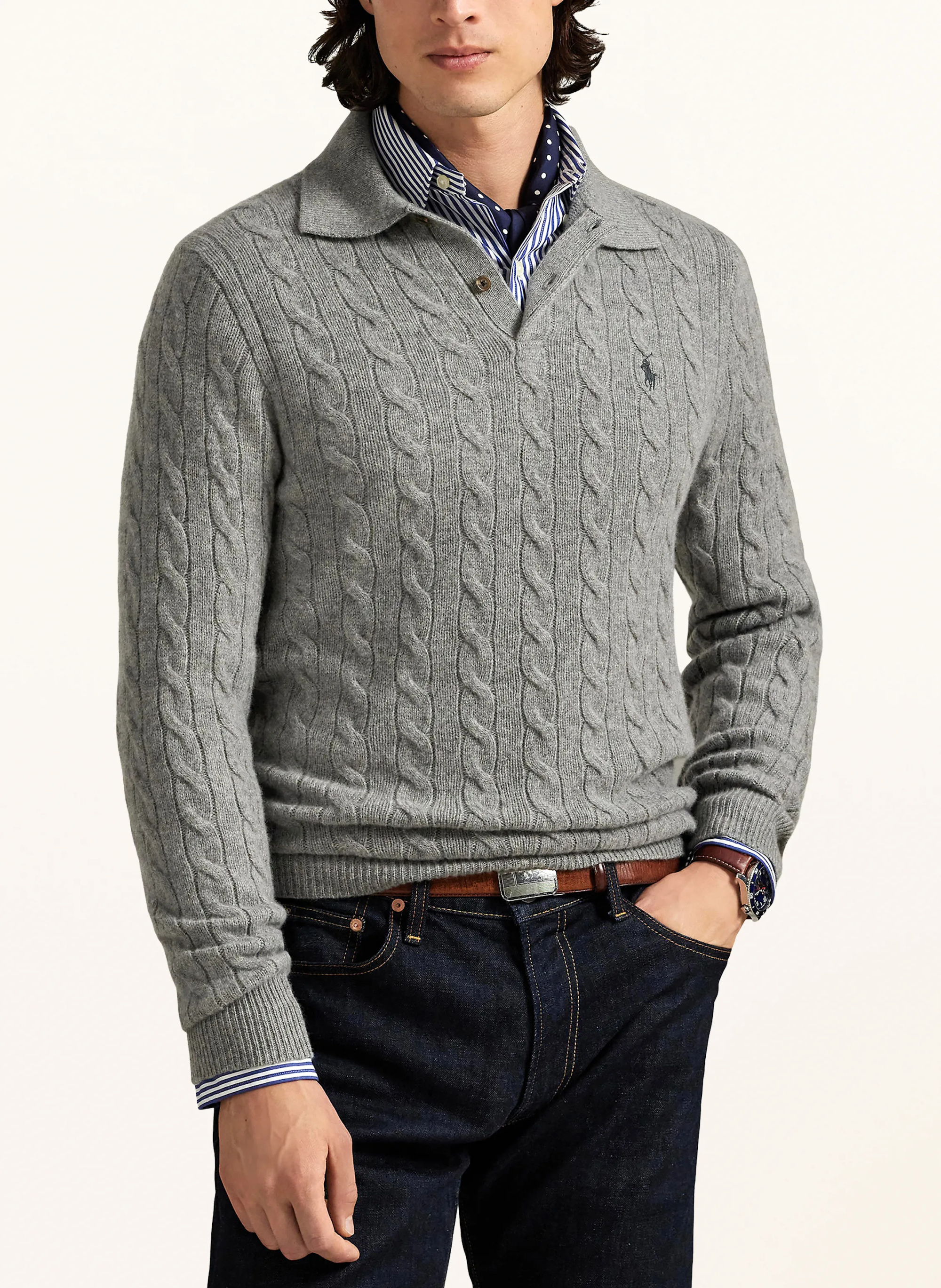 POLO RALPH LAUREN Strick-Poloshirt – GRAU
