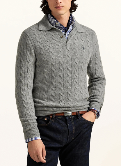 POLO RALPH LAUREN Strick-Poloshirt – GRAU