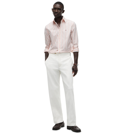 Tommy Hilfiger Men's Performance Poplin Stripe Shirt - Brilliant Orange/Stripe