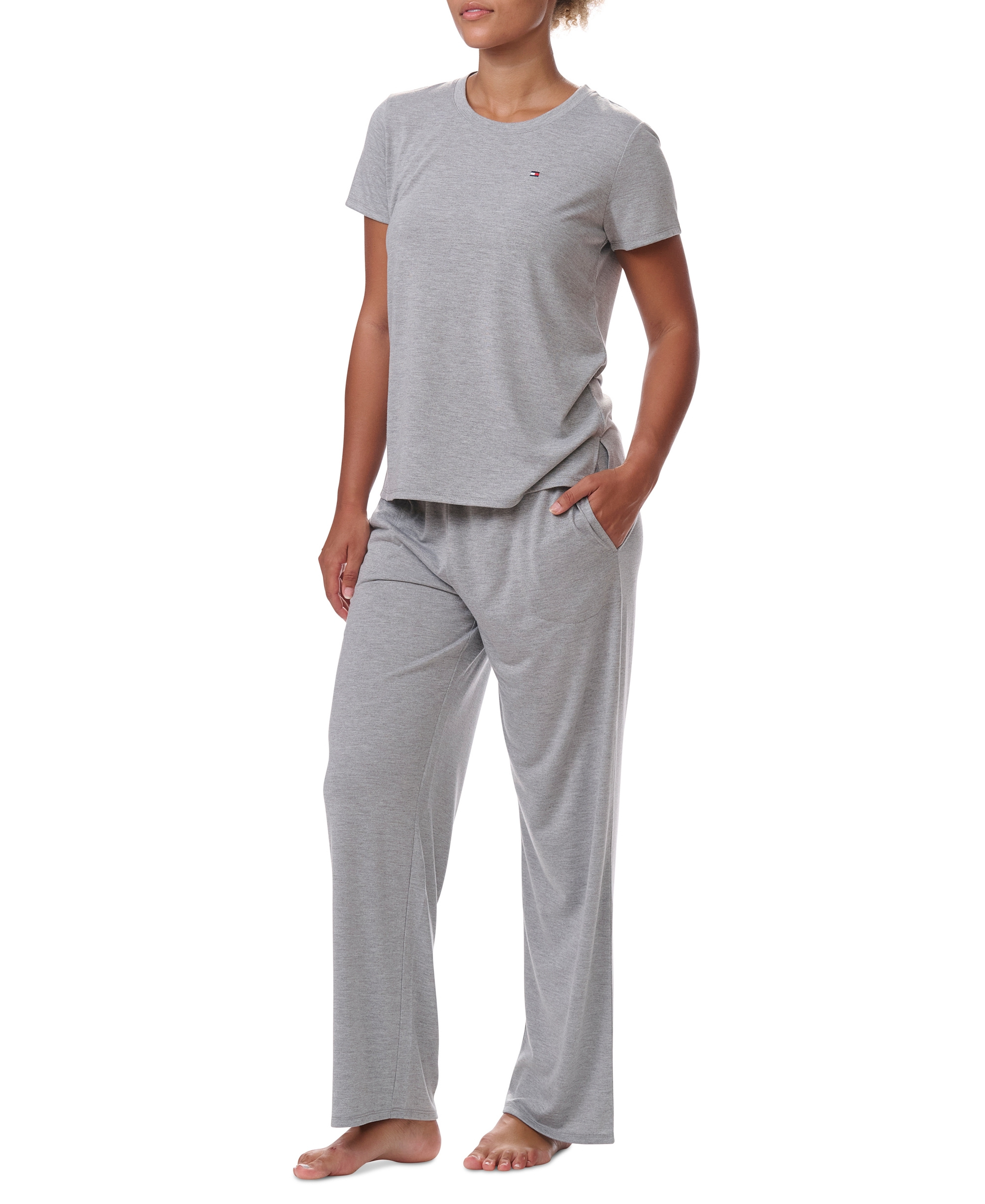 Tommy Hilfiger Women's Short-Sleeve Crewneck Sleep Tee - Heather Grey