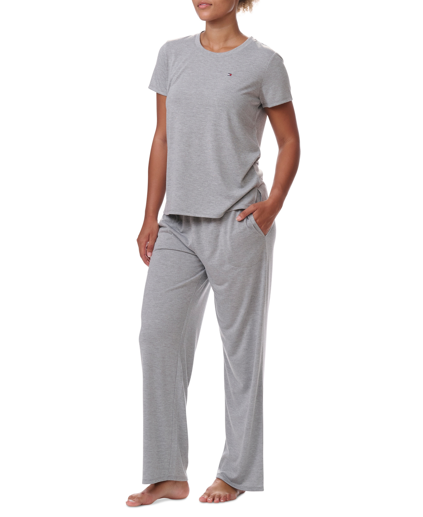 Tommy Hilfiger Women's Short-Sleeve Crewneck Sleep Tee - Heather Grey