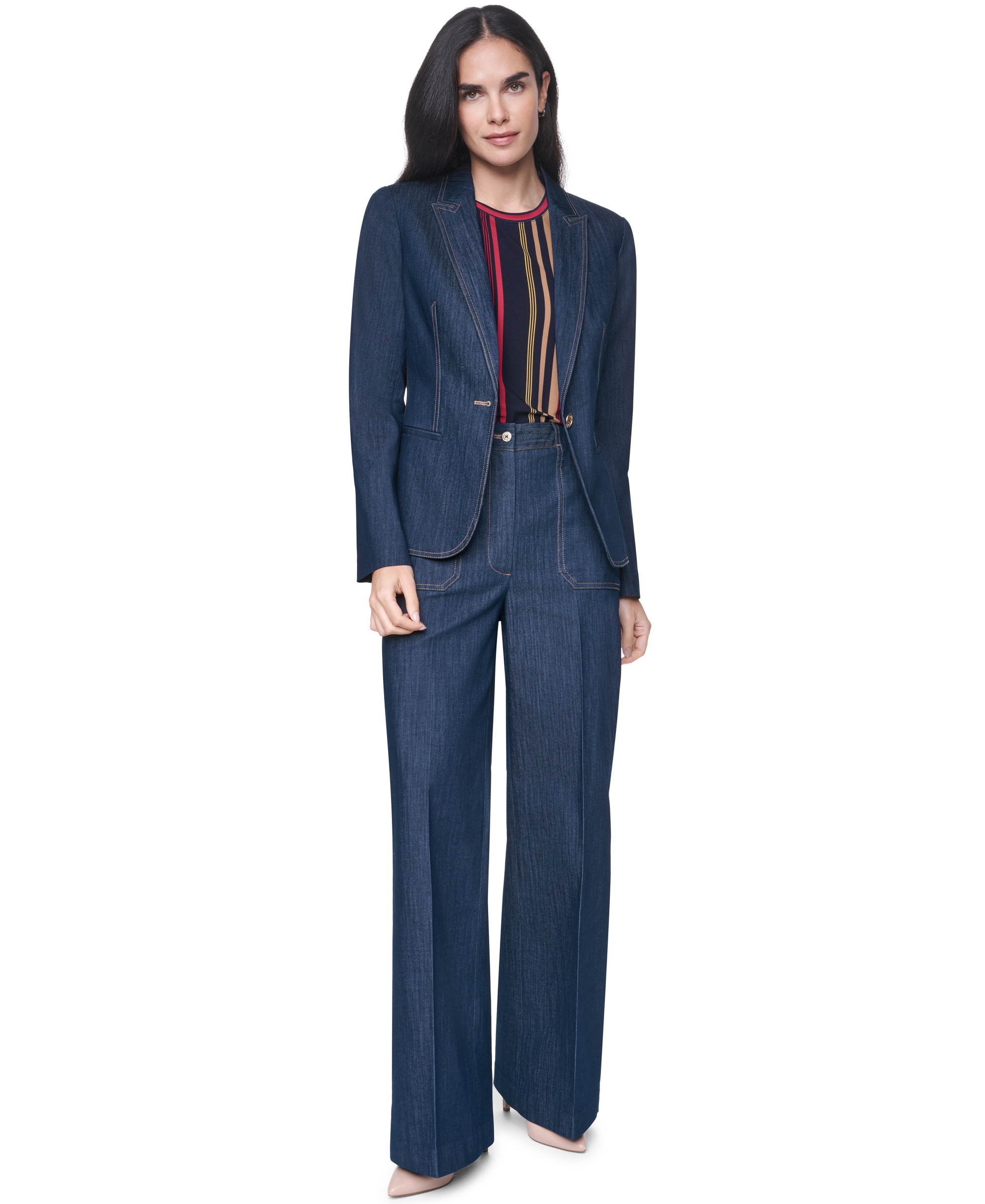 Tommy Hilfiger Women's Notch-Collar One-Button Blazer - Navy