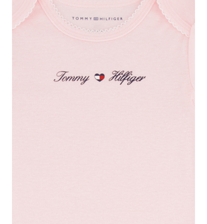 Tommy Hilfiger Baby Girls' Flag Heart Print Bodysuits and Leggings, 3-Piece Set - Pink/White