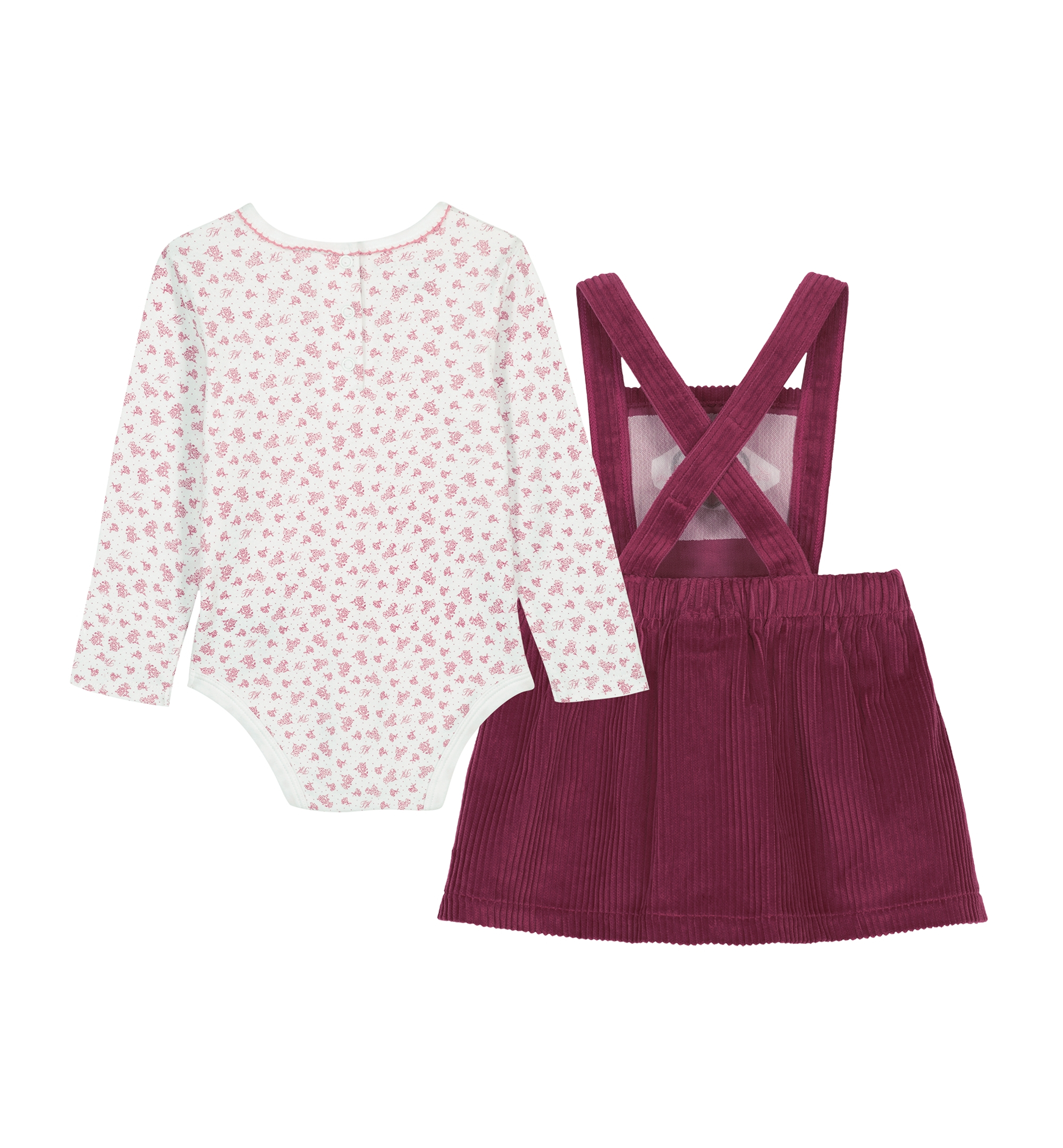 Tommy Hilfiger Baby Girls' Long-Sleeve Bodysuit and Jumper, 2-Piece Set - Malaga/White print