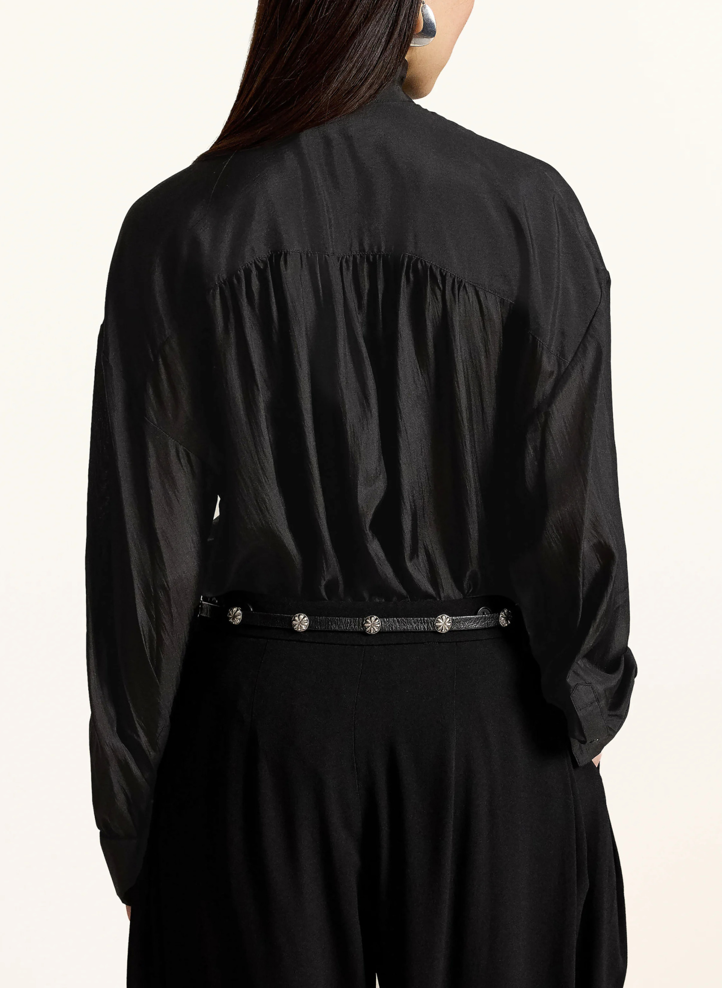 POLO RALPH LAUREN Seidenbluse HABOTAI mit Rüschen – SCHWARZ