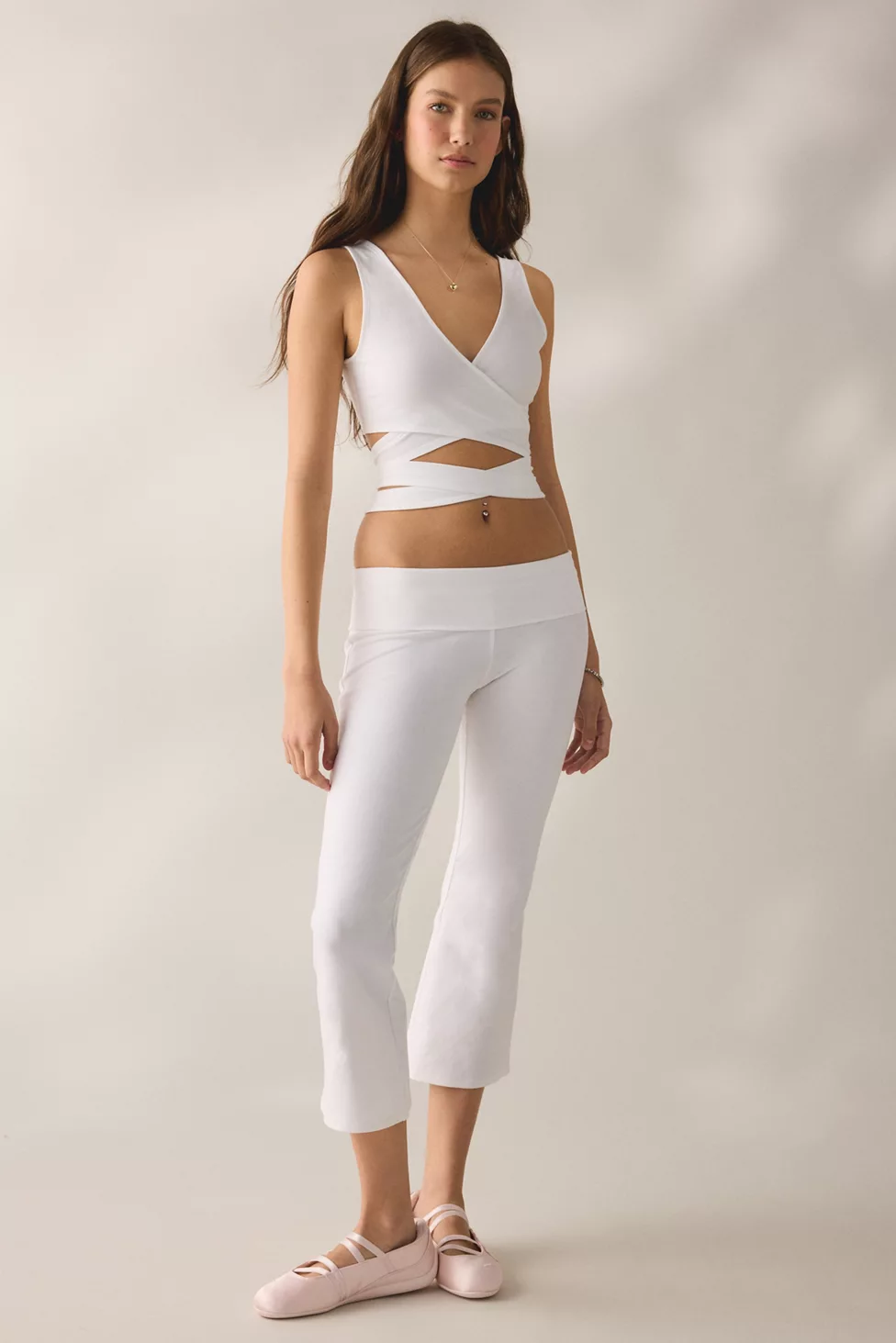 Out From Under Bec Ballet Wrap Tank Top - White